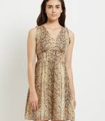 Beige woven polyester dresses
