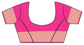Pink hand woven silk blend saree with blouse 5