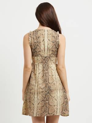 Beige woven polyester dresses 2