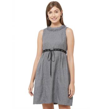 Grey woven viscose dresses 1
