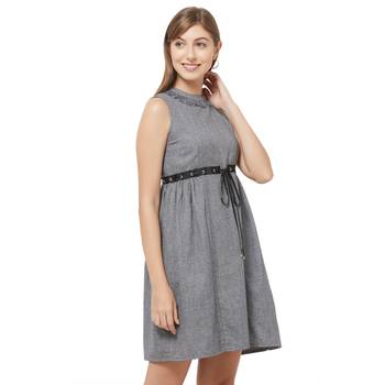 Grey woven viscose dresses 3