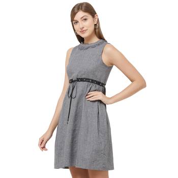 Grey woven viscose dresses 4