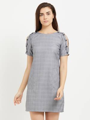 Grey woven polyester dresses 1