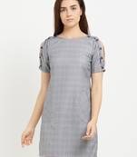 Grey woven polyester dresses