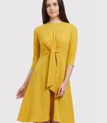 Yellow woven polyester dresses