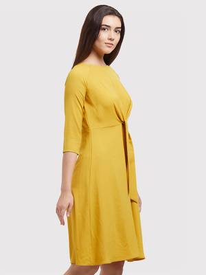 Yellow woven polyester dresses 2