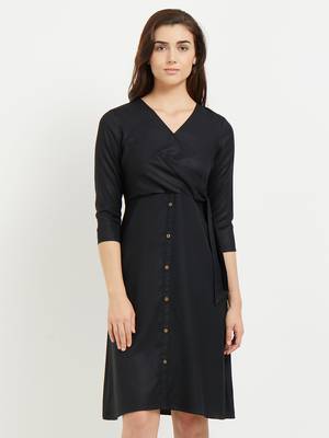 Black woven viscose dresses 1