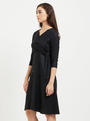 Black woven viscose dresses 3