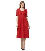 Red woven polyester dresses