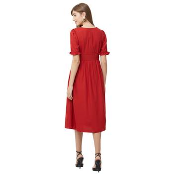 Red woven polyester dresses 4