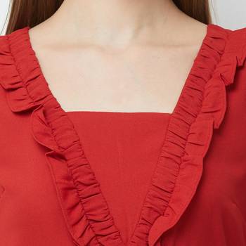 Red woven polyester dresses 5