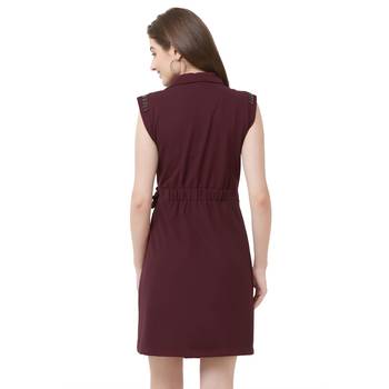 Maroon woven polyester dresses 4