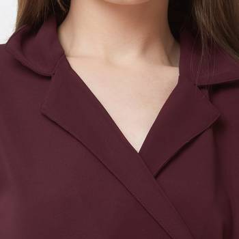 Maroon woven polyester dresses 5