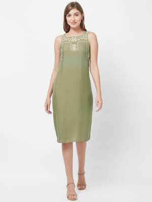 Green woven viscose dresses 1