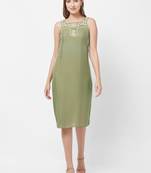 Green woven viscose dresses
