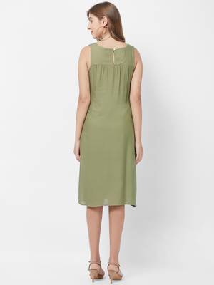 Green woven viscose dresses 2