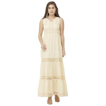 Cream woven viscose dresses 1