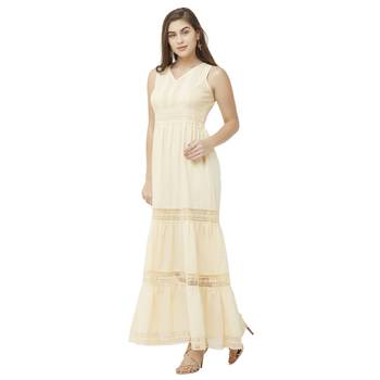 Cream woven viscose dresses 3