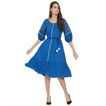Blue woven viscose dresses 1