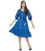 Blue woven viscose dresses