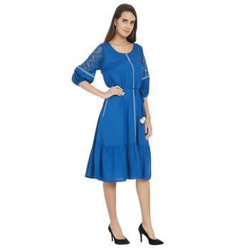 Blue woven viscose dresses 4