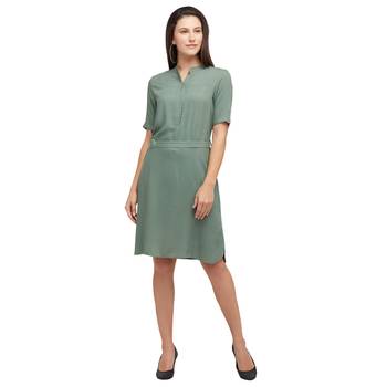 Green woven polyester dresses 1