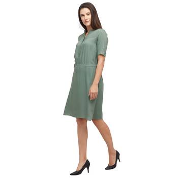 Green woven polyester dresses 2