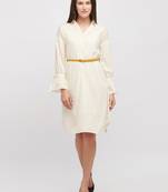 Yellow woven polyester dresses