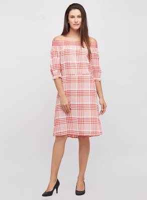 Red woven cotton dresses 1