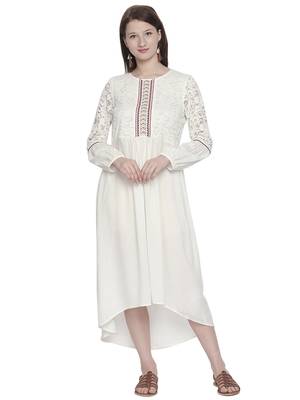Off white woven viscose dresses 1
