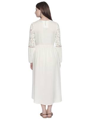 Off white woven viscose dresses 3