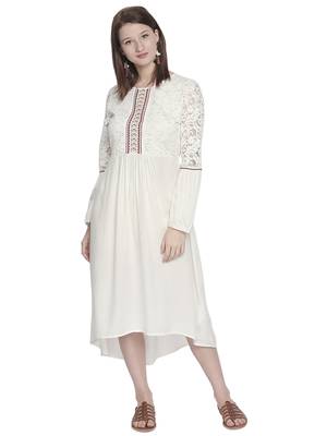 Off white woven viscose dresses 5