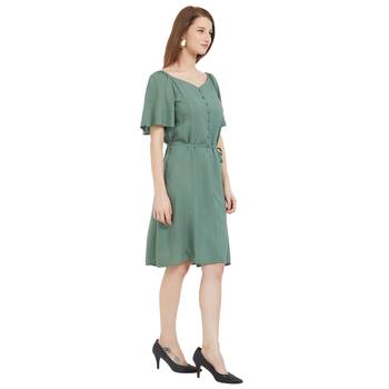 Green woven viscose dresses 2