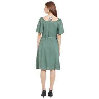 Green woven viscose dresses 3