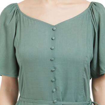 Green woven viscose dresses 4