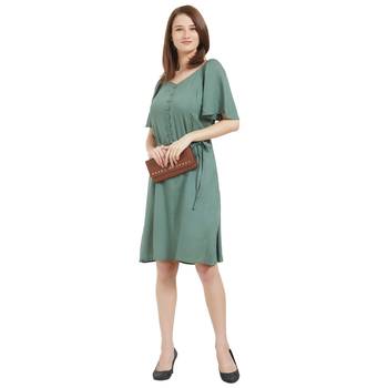 Green woven viscose dresses 5