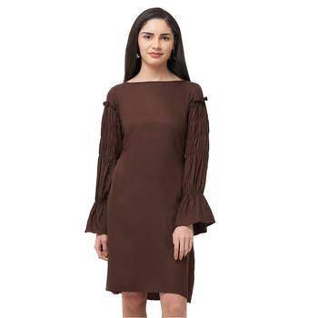 Brown woven viscose dresses 1
