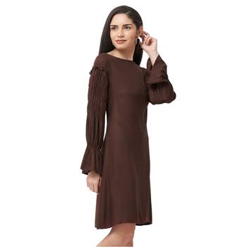 Brown woven viscose dresses 2