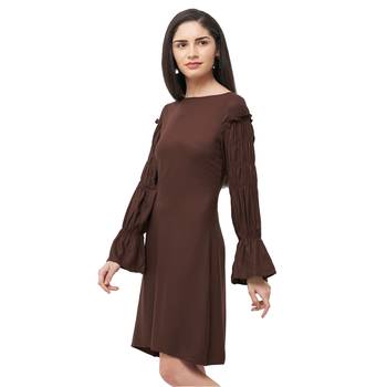 Brown woven viscose dresses 3