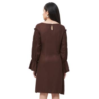 Brown woven viscose dresses 4