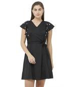Black woven polyester dresses