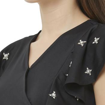 Black woven polyester dresses 5