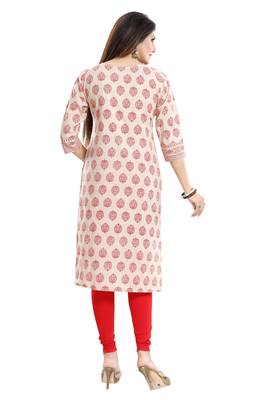 Beige printed cotton kurtas-and-kurtis 2
