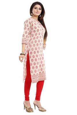 Beige printed cotton kurtas-and-kurtis 4