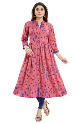 Pink printed crepe kurtas-and-kurtis 1