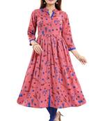 Pink printed crepe kurtas-and-kurtis