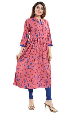 Pink printed crepe kurtas-and-kurtis 4