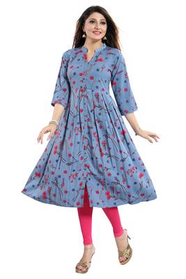 Grey printed crepe kurtas-and-kurtis 1