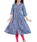 Grey printed crepe kurtas-and-kurtis