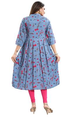 Grey printed crepe kurtas-and-kurtis 2